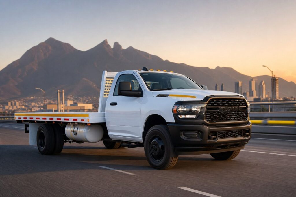 Camion de 3.5 toneladas en carretera industrial Monterrey - Transportes Gamez